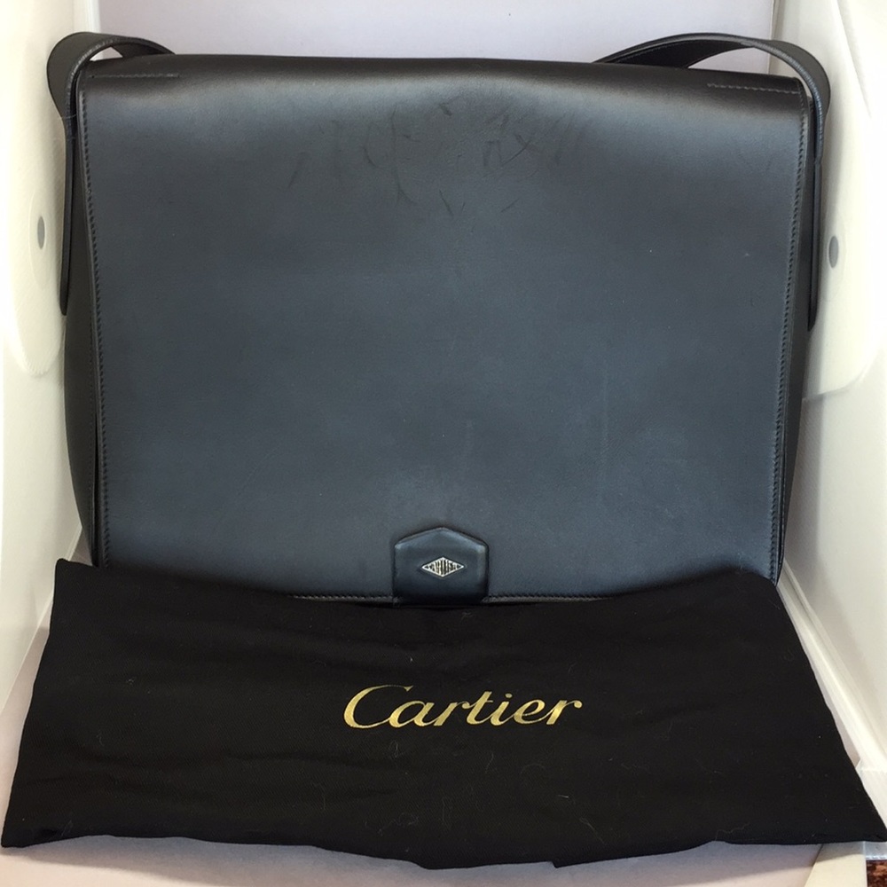 Cartier black leather Messenger Bag, like new!